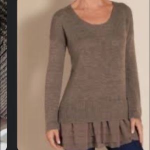 Soft Surroundings| Provence Brown Sweater Ruffle Hem - Size Med